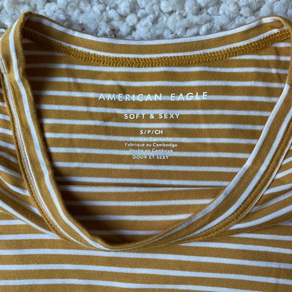 American Eagle Yellow Striped T-Shirt - Picture 2 of 3